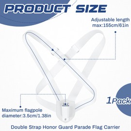 Jecery Double Strap Parade Flag Carrier Parade Harness Color Guard Flag Pole Holder Nylon Sling Carrying Belt for Parades(White)