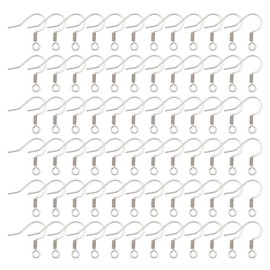 Pandahall 200Pcs Earring Hooks 304 Stainless Steel Ear Wires Fish Hooks Earring Jewelry Finding with Horizontal Loop for Women DIY Earring Jewelry Making