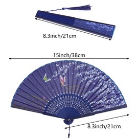 Nydotd 4 Pcs Handheld Floral Folding Fans for Women Silk Bamboo Hand Held Fan Vintage Chinese Japanese Foldable for Dance Wedding Kung Fu Props Cosplay Party Decoration Gifts