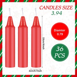 Nuanchu 36 Pcs Christmas Tree Candles for Pyramids 4 x 0.8 Inches Traditional Christmas Wax Candles for Xmas Tree Holiday Seasonal Celebration Decoration (Red)