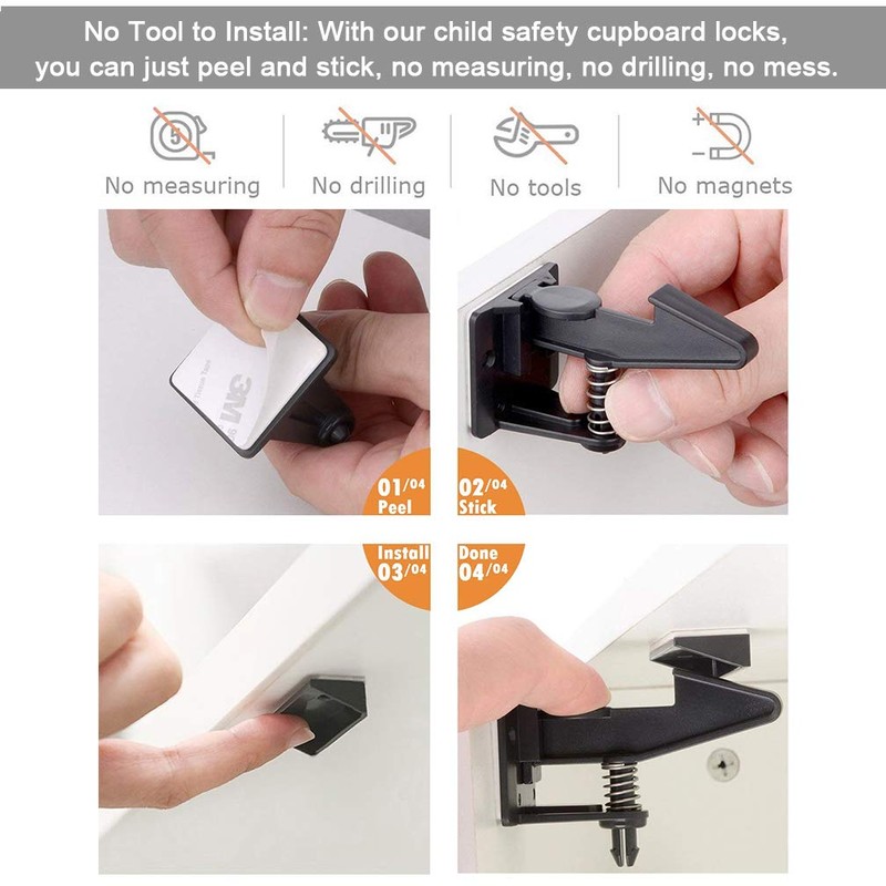 SACONELL Child Safety Cabinet Pack of 12, White/White and Black