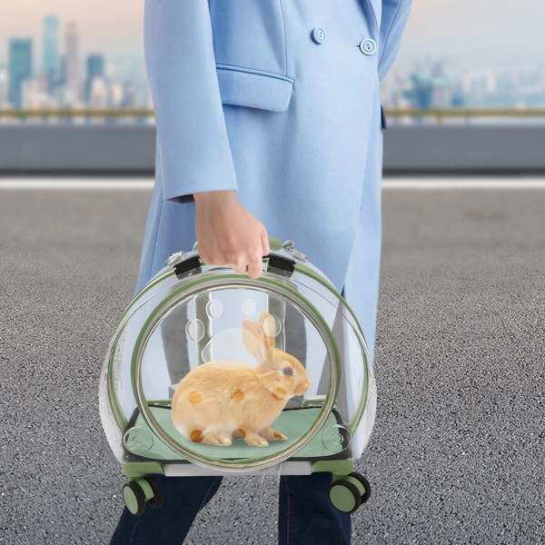 Fully Breathable Hard cat Carrier with Rolling Wheels for Dogs,