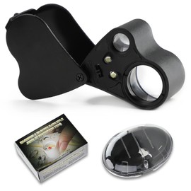 Owlbud Lupa de Mano con Luz LED 30X 60X Aumentos Ideal para Joyas Piedras Preciosas Monedas y Sellos Lupa Plegable y Portátil Personas Mayores Lectura inspección Monedas