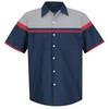 Red Kap Men's Standard Performance Tech Shirt, Navy/Red/Light Grey, Small