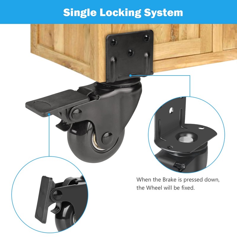 Hirate 4 Pack 2 inch L-Shaped Plate Swivel Caster with