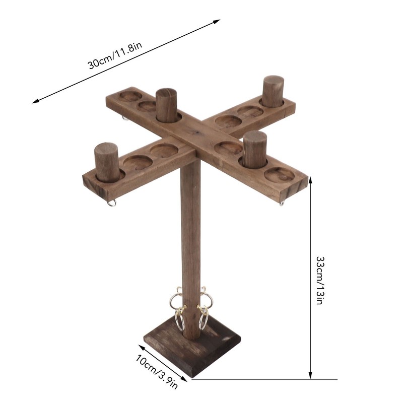 Hook and Ring Game for Four Players Wooden Hooks Fast