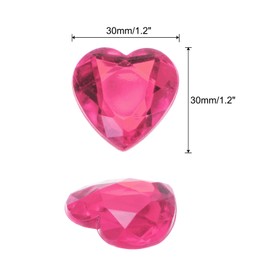 MECCANIXITY 20 Pcs Acrylic Heart Rhinestone 30mm Flat Back Plastic Gems Jewelry Stickers for Craft Bead Face Painting Costume Jewelry Making Peach Red