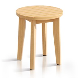 KISENG Bamboo Shower Stool - Lightweight, Waterproof, Non-Slip Shower Seat for Elderly, Disabled, Small Spaces, RV, Bathtub, and Spa Use, Supports Up to 500lbs (Light Color, 16“)