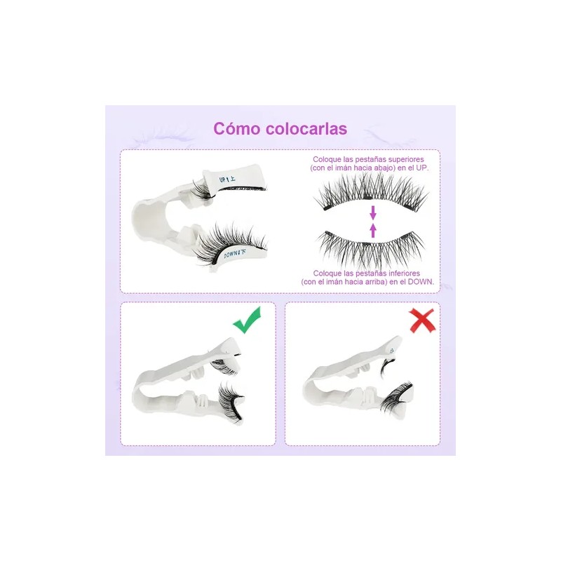 2 Pares Pestañas Postizas Naturales Magnética Reutilizable