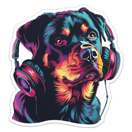 Generic DJ Rottweiler Dog Sticker - Waterproof Vinyl Decal for Car Bumper, Laptop, Water Bottle, Bookcases, Wall, and Window, Size - 3'' Longer Side