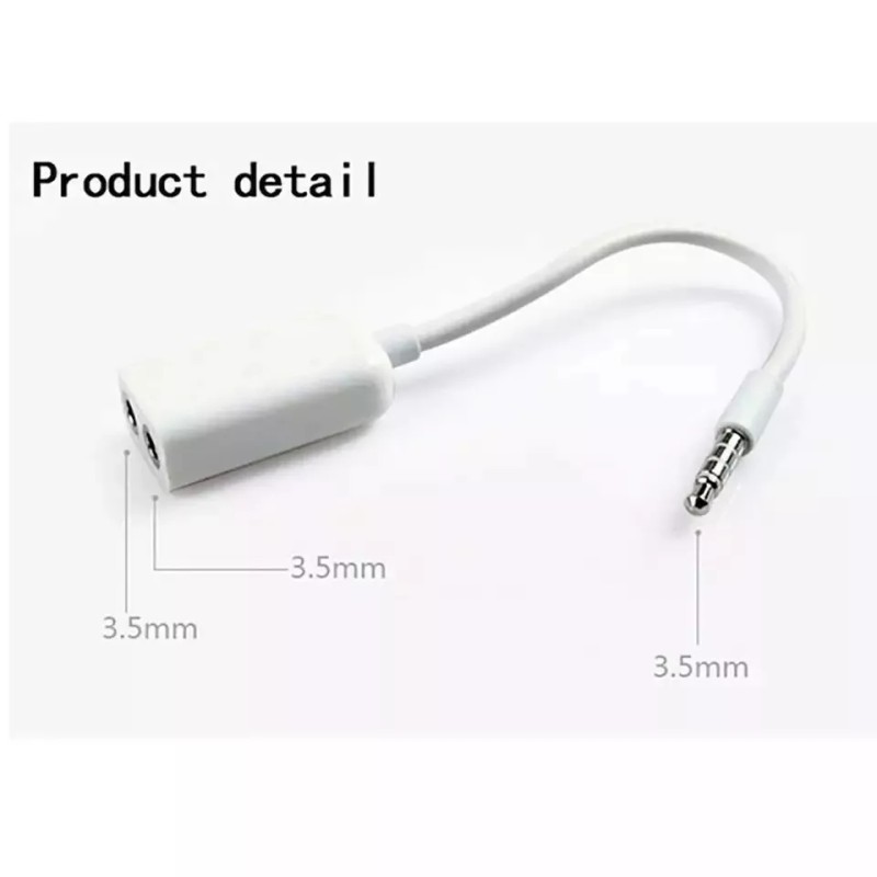 Universal White Double 3.5mm Earphone Headphone Y Splitter Cable Cord