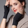 Zngou 2 Pairs Cashmere Fingerless Gloves, Wrist Warmers Thumb Hole