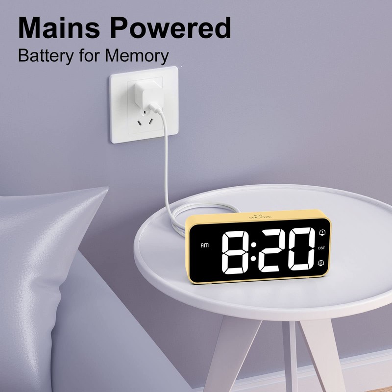 HOMVILLA Alarm Clock, Mains Powered Alarm Clock with Adapter -