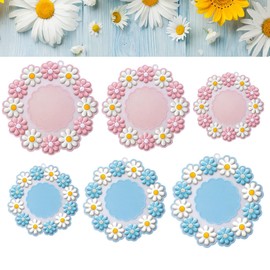 Set of 6 Cute Daisy Silicone Coasters Drinks Cup Mat Heat Insulation Table Mats Non-Slip Pad Tabletop Protection Bowl Placemat Desk Decoration