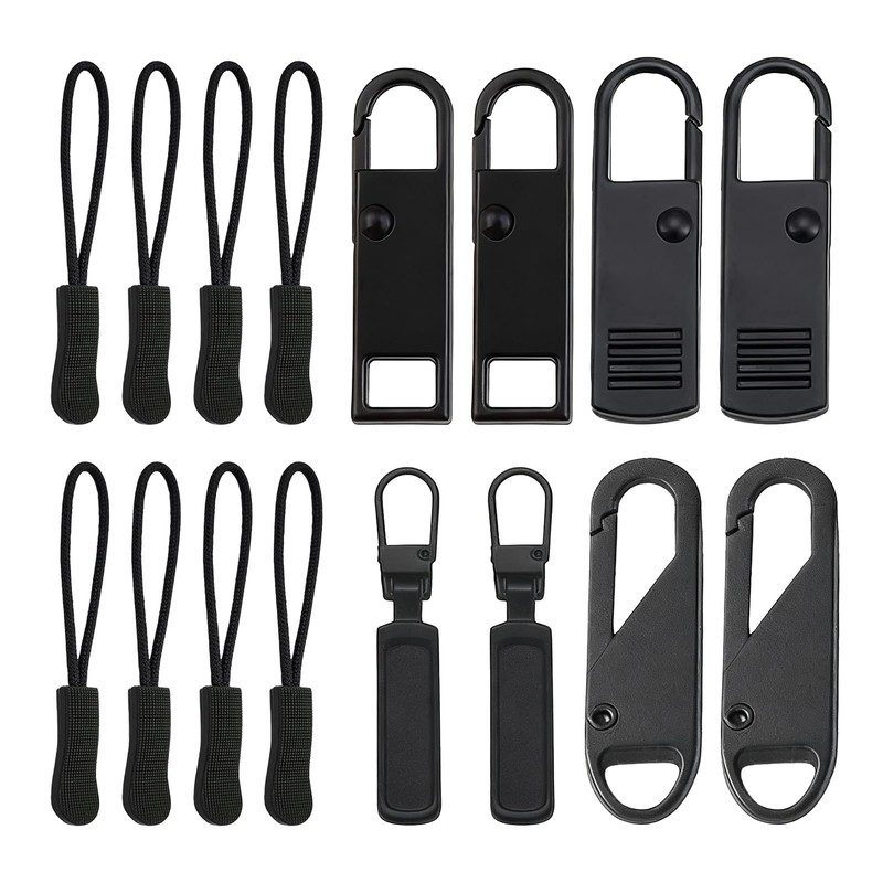 16 Pcs Zipper Pulls, 5 Types Replacement Zipper Puller Tabs