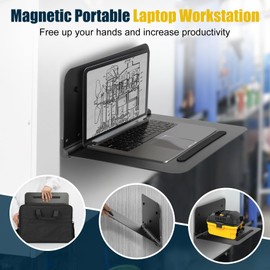 Fuceter Portable Magnetic Workstation with Laptop Bag, 3 Super Strong Magnets, Metal Magnetic Laptop Shelf for HVAC, Electronic Equipment Room, Trucks, Walls, Workshops Equipment Repairs