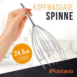 Postavo [Original] Spider Head Massager - Head Massager with 20 Fingers - For Perfect Relaxation & Better Blood Circulation - Scalp Massage Brush with Ergonomic Stainless Steel Handle