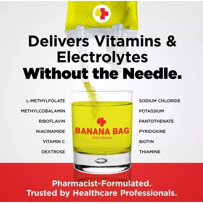 Banana Bag Oral Solution Lemon Lime 5-Pack Pharmacist Formulated Electrolyte