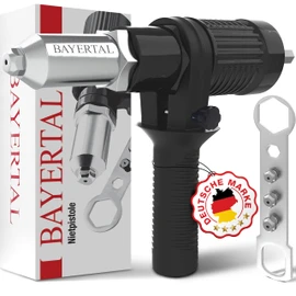 Bayertal® Rivet Gun Set for Cordless Screwdrivers & Drills - Includes 200 Rivets - 4 Rivet Mouthpieces - Premium Blind Rivet Adapter for Metal, Plastic & Leather - Robust Construction - Professional