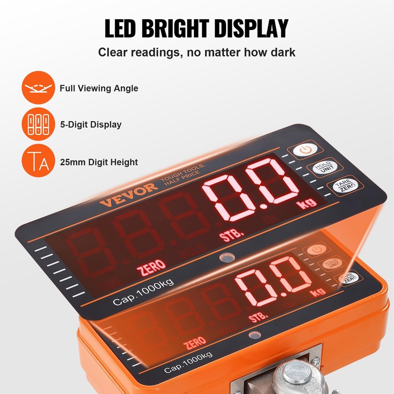 VEVOR Crane Scale, Hanging Scale Industrial Heavy Duty, Digital Crane