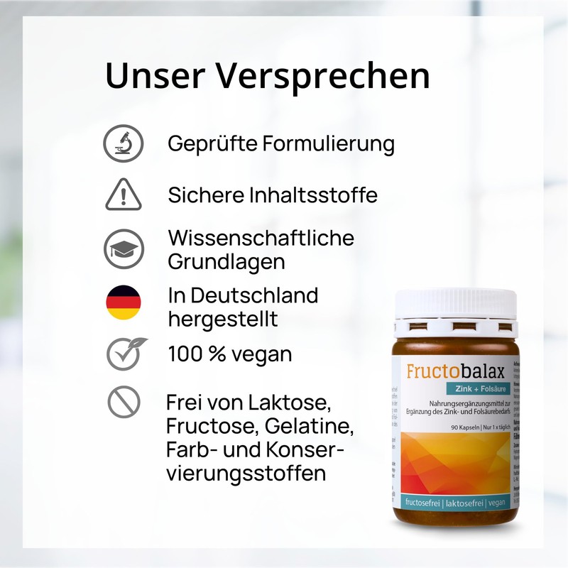 Fructobalax 90 Kapseln, Zink plus Folsäure fructosefrei. Nur 1 x