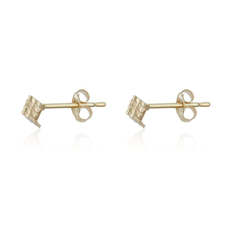 AVORA 10K Yellow Gold Simulated Diamond CZ Cube Stud Earrings