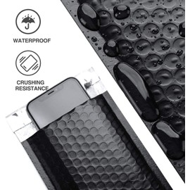 Switory Padded Envelopes A6 Bubble Mailers Packaging Bags 50pcs 4X7In Poly Bubble Mailers,Black Small Envelopes Bubble Envelopes,Bubble Lined Wrap Poly Mailers Bags for Shipping Mailing 10.2x17.7cm