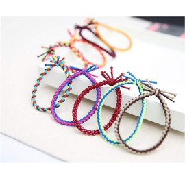50Pcs Multicolor Braided Knotted Elastic Hair Ring Hair Rope Hair Tie Hair String Rubber Band Ponytail Holder Headband Headwear Bracelet Jewelry Hair Accessories for Women Ladies Girls (Color Random)