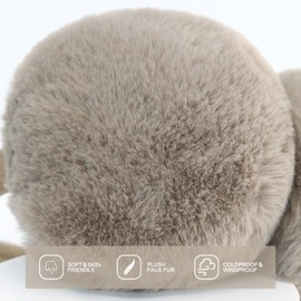 RUIKUNA Winter Ear Muffs Women Fuzzy Earmuffs Faux Fur White Ear Warmers Girls Black Warm Ear Covers Fluffy Cute Pink Large (KHAKI)