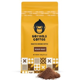 Gorilla's Coffee 100% Arábica - Café molido de tostado medio, comercio justo, suave, equilibrado, aromático, especias y deliciosas notas de frutas | Café ruandés premium | Rico, sabroso y aromático (17.6 onzas)