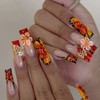 IMRAIN Handmade Press on Nails Square Long Fake Nails Orange