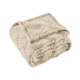 3 Layer Jacquard Throw Blanket - 50x70 Inch Soft Fleece with Wave Pattern, Brown Plush Cozy Blanket for Sofa, Couch, Bed & Chair, All Season Decorative Blanket for Living Room & Bedroom