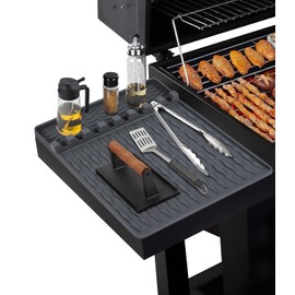 Silicone Grill Mat for Blackstone, Silicone Grill Mats for Outdoor Grill, Large Silicone Spatula Mat with Drip Pad for Outdoor Grill Kitchen Countertop(Grey)