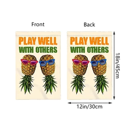 IOppWin Upside Down Pineapple Flag 12 * 18 Inch Swinger Party Banner Funny Garden Pineapple Flags Play Well With Others Double Printed Garden Yard Party Parade Flag (PLAY WELL WITH OTHERS-3)