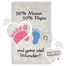 Maternity pass cover deluxe with extra compartments and closure, 100% wool felt, made in Germany