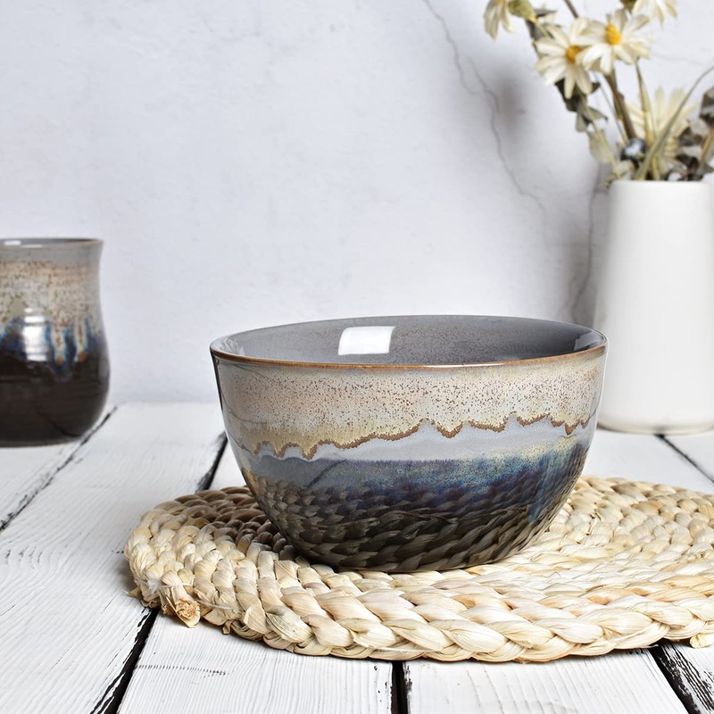 Bosmarlin Stoneware Cereal Bowls Set of 4, 26 Oz, Soup