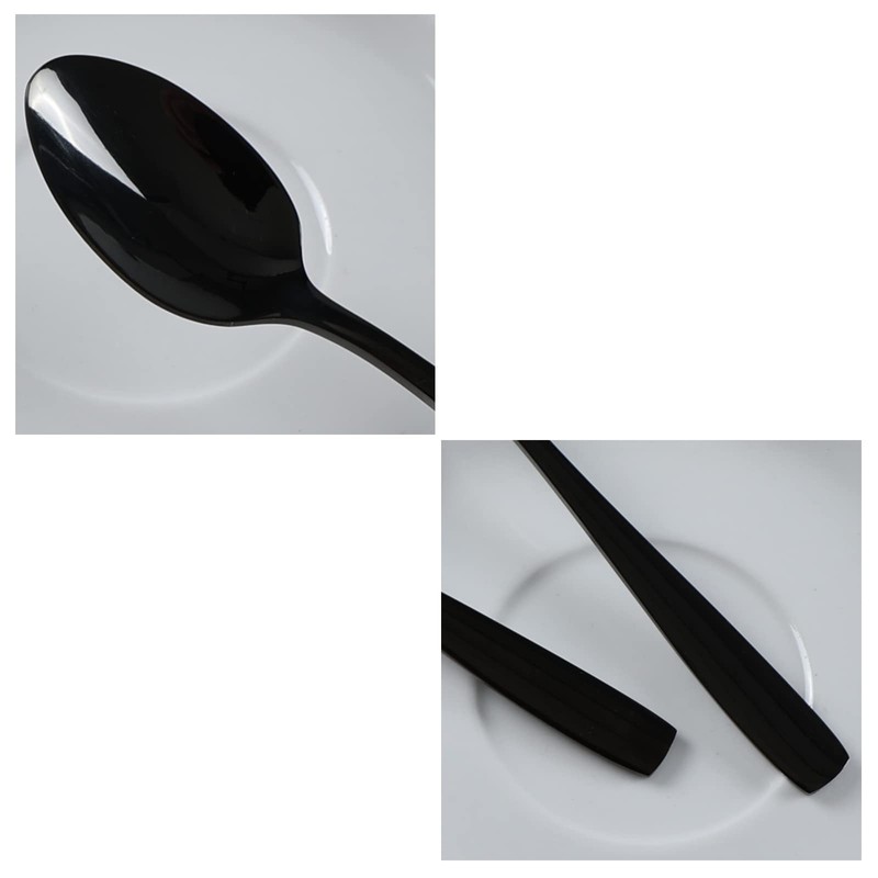 Vababa 8-Piece Black Stainless Steel Coffee Spoons, Mirror Finish Mini