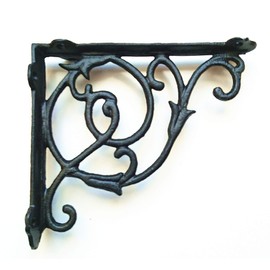 Spring life Victorian Style Cast Iron Ornate Shelf Bracket in 2 Sizes and 3 Colours (20X17, Black)