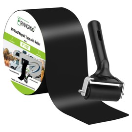RV Roof Tape Black with Roller, 4 Inch x 50 Feet RV Tape for Roof Repair, Waterproof & UV-Resistant RV Roof Sealant Tape for Camper, Trailer, Boat Sealing