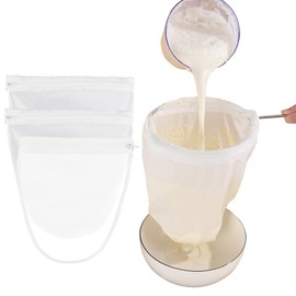 Esuduky 5 Pcs Premium Ultra Fine Mesh Strainer Bags with Stainless Steel Handle, Reusable Nut Milk Bags, Cheese Cloths for Straining Juice, NutMilk, Coffee, Thai Tea, Yogurt and Soup (Medium)