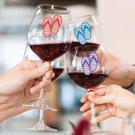 Drink Markers - Wine Glass Decals - Wine Clings - Flip Flops (Set of 12)