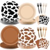96PCS Western Cowboy Party Plates and Napkins Cow Print Party