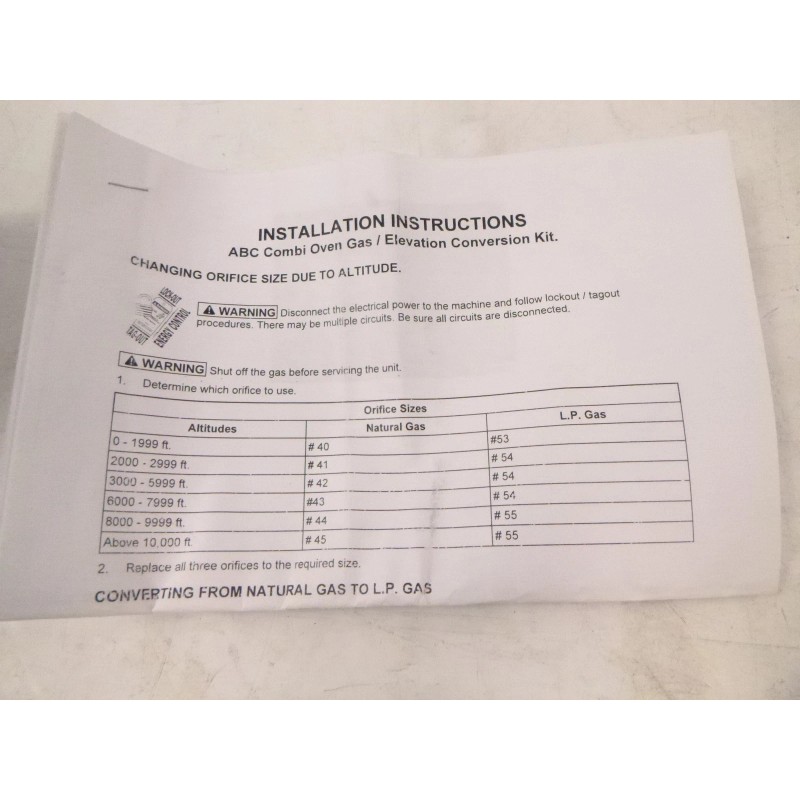 Beckett Elevation Conversion Kit-LP HS032 For Vulcan ABC Combi Gas