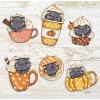 LetiStitch Counted Cross Stitch Kit Pumpkin Cup Kitties Kit L8092