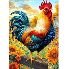 AIRDEA Rooster Diamond Art Painting Kits,5D Diamond Art Kits,Diamond Dots for Adults,Sunflowers and Rooster Peinture Diamant Kits for Adults,30x40 cm Diamond Painting Art Craft for Beginner