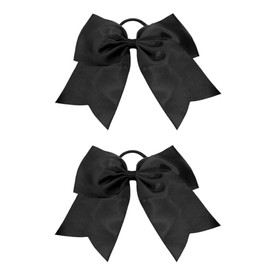 Large Ribbon Bows Hair Ties Penta Angel 2Pcs 8" Jumbo Cheer Hair Bows Ponytail Holder Hairbands for Girls College Sports Competition Cheerleading (Black, 8 Inch)