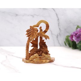 Handmade Olive Wood Nativity Scene – Holy Family from the Holy Land, Perfect Indoor Christmas Decoration for Mantle, Table or Under the Tree