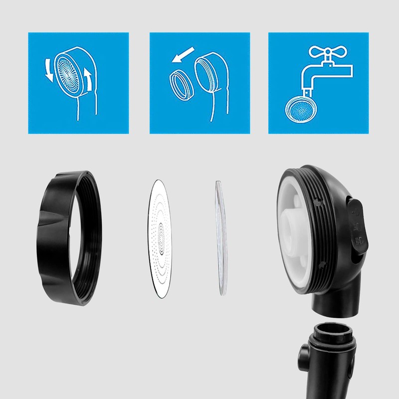 KAIYING Drill-Free High Pressure Handheld Shower Head with ON/OFF Pause