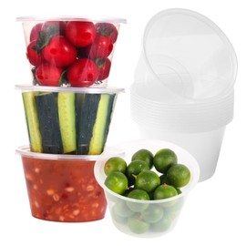 Jsshliom 50Sets 16oz Deli Containers with Lids,1 Pint Plastic Food Soup Containers, Disposable To Go Bowls with Lids for Kitchen Campling Prep,Service,Storage Snack,Fruit,Meal,Freezer Microwave Safe