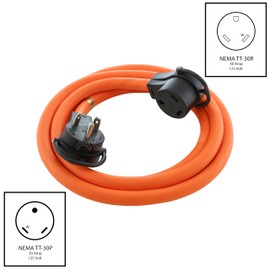 AC WORKS® [TT30PR] 30A 125V NEMA TT-30 RV Extension Cord with Handle (50FT)